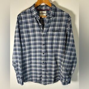 Goodthreads Menβs Plaid Slim Fit Flannel Shirt Size L Blue Gray Long Sleeve